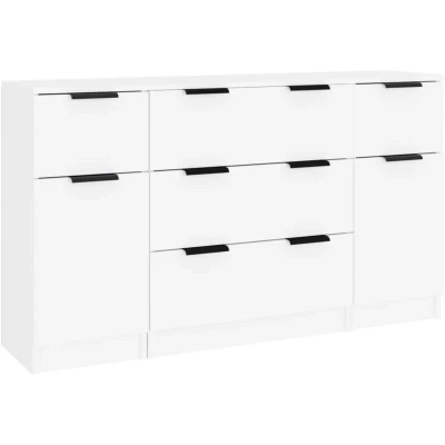 Image of vidaXL 3 Piece Sideboard Set White Engineered Wood