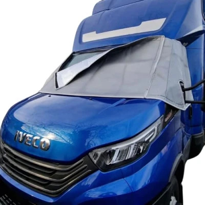 Image of Marvix External Thermal Screen Cab Cover For Iveco Daily 2015 Onwards Motorhome Campervan Windscreen Insulation Silver Blackout Blind