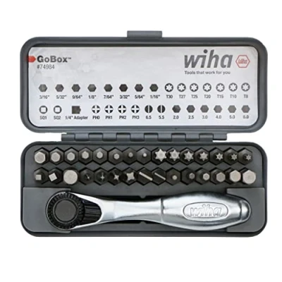 Image of Wiha 74984 32 Piece GoBox Standard Bit Set with Mini Ratchet