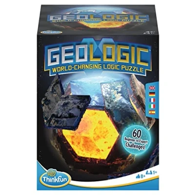 Image of ThinkFun 76497 GeoLogic, the world changing logic game for all ages 8 and up. Five different biomes must be rearranged again in this puzzle.