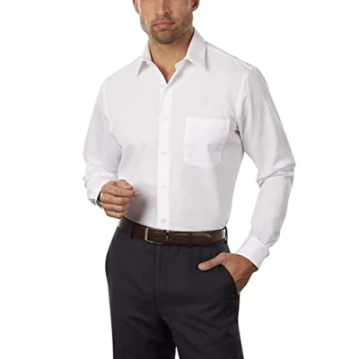 Image of Van Heusen Men&#039;s Dress Shirt Fitted Poplin Solid, White, 16&quot; Neck 34&quot; 35&quot; Sleeve