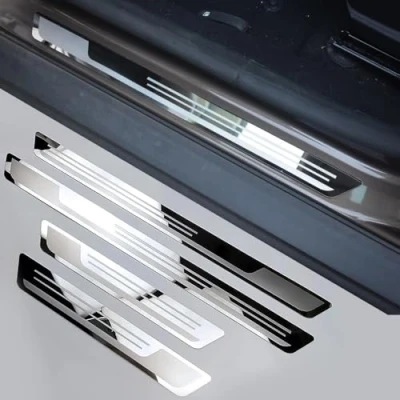 Image of IXEUYN Car Kick Plates for Nissan Ariya I 2022 2024, Stainless Steel Scratch Resistant Welcome Pedal Guard Door Sill Protector Strips Accessories,A
