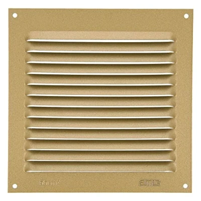 Image of Amig Square Aluminium Grille Ventilation Grills for Air Outlet Ideal Kitchen and Bathroom Ceiling Measurements: 150 x mm Colour: Gold