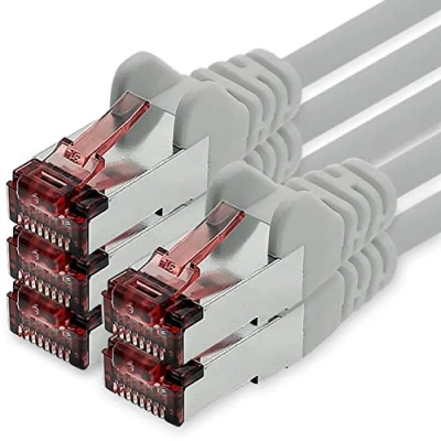 Image of freiwerk 10m gray 5 x Ethernet LAN cable Cat6 networkcable SFTP PIMF patch 1000 Mbit s