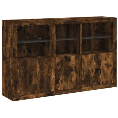 Image of vidaXL Sideboard with LED Lights Smoked Oak 162x37x100 cm