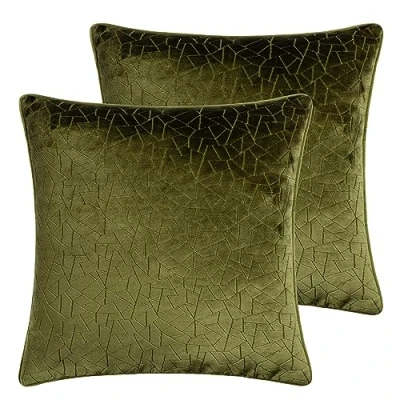 Image of Hoem Malans Feather Filled Cushions Twin Pack, Olive, 45 x 45cm