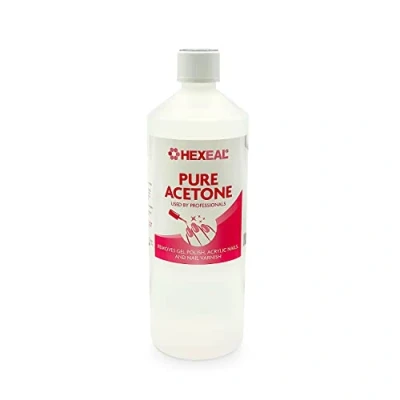 Image of Hexeal Acetone 1L Bottle of 99.5% for Professional Gel Polish, Nail Polish &amp; Acrylic Soak Off Removal
