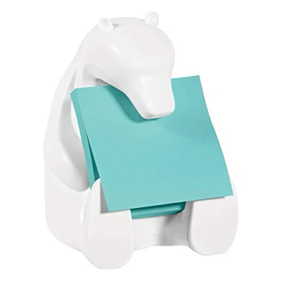 Image of Post it Dispenser Z Notes Bear, Pack of 2 Pads, 45 Sheets per Pad, 76 mm x mm, Turquoise Color For Convenient One Hand Dispensing on Your Desk