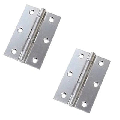 Image of Merriway BH03803 (2 Pcs) 100mm (4 inch) Bright Zinc Plated Steel Narrow Utility Hinge Pack of 2 Pieces