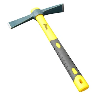 Image of Forged Weeding Mattock Hoe 15 Inch, One Piece Intact Drop Forged, Plastic Coated Fiberglass Handle, Cutter 1.5LB