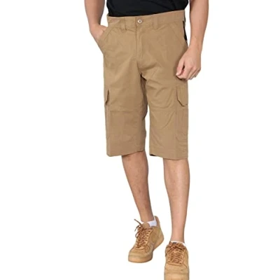 Image of Mens Cargo Shorts Multi Pocket Quick Dry Stretch Outdoor Combat Khaki 36