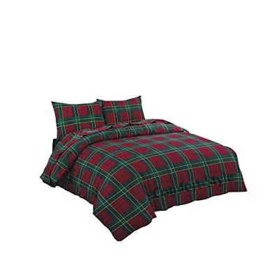 Image of SELECT ED Flannel 100% Brushed Cotton Tartan Check Soft Cosy Duvet Covers Bedding Sets Nz Red King