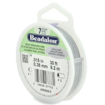 Image of Beadalon Stringing Wire 7 Strand .015 inch x 30&#039; Satin Silver, Other, Multicoloured, 3.6 8.93 10.15 cm