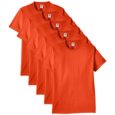 Image of Fruit of the Loom Men&#039;s Heavy T Shirt Pack 5, Orange, Medium