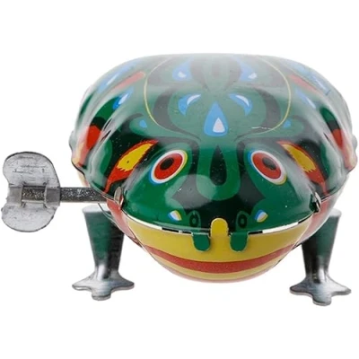 Image of SquarezhenBo Green Metal Wind Up Jumping Frog Clock Movement Tin Toy Kids Funny Game Vintage,Novelty and Gag Toys,Toys