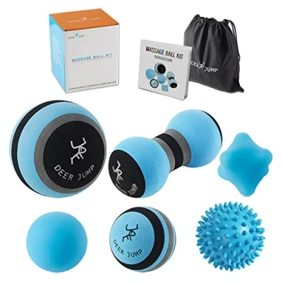 Image of Massage Ball Kit for Myofascial Release, Trigger Point Therapy &amp; Deep Tissue Set of 6 Foam Rubber Balls Muscle Recovery Plantar Fasciitis Relief