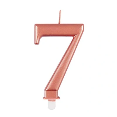 Image of Elegant Metallic Rose Gold Number 7 Birthday Candle Perfect for Parties, Anniversaries &amp; More 1 Pc