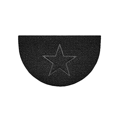Image of Nicoman Embossed Halfmoon Half Circle Door Mat Dirt Trapper Jet Washable Doormat 70x44cm (Black, STAR Shape) Use Indoor or Sheltered Outdoor