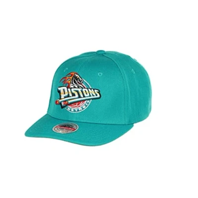 Image of Mitchell &amp; Ness Detroit Pistons Teal NBA Team Ground 2.0 Stretch Snapback HWC Cap One Size