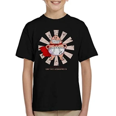 Image of Cloud City 7 Captain Underpants Retro Japanese Kid&#039;s T Shirt Black