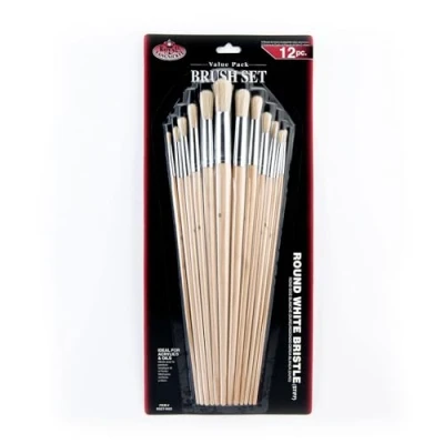 Image of Royal and Langnickel Round Bristle Long Handle Brush Set White (Pack of 12)