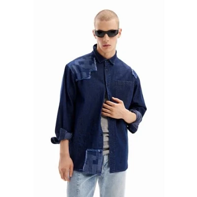 Image of Desigual Men&#039;s Man Template T Shirt, Blue, XXL