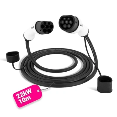 Image of Cord Type 2 to EV Charging Cable, 32amp, 22kW, 10 Metre, Three Phase