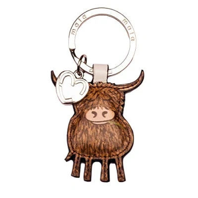 Image of Highland Cow Leather Keyring with Gift dustbag by Mala