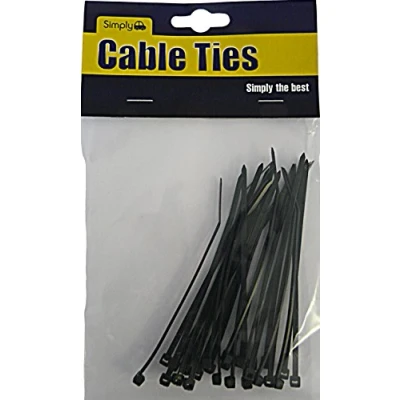Image of 91x Simply Pack of 25 Black 100mmX2.5mm Cable Ties SCT01