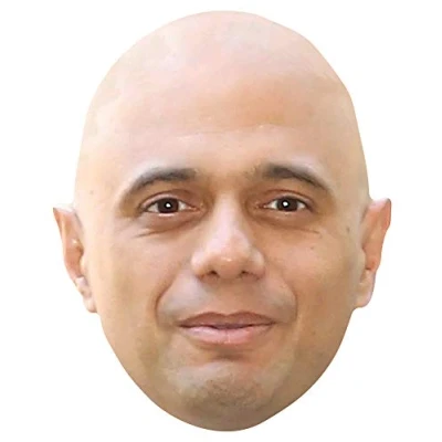 Image of STAR CUTOUTS Sajid Javid Politician Single Tabs and Elastic Perfect FunCardboard Face Mask. Talking Point, Fun for Events Parties, CARDBOARD, Multicolour, ONE Size