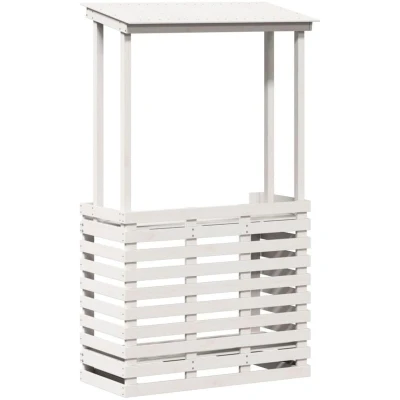 Image of vidaXL Outdoor Bar Table with Roof White 112.5x57x195.5 cm Solid Wood