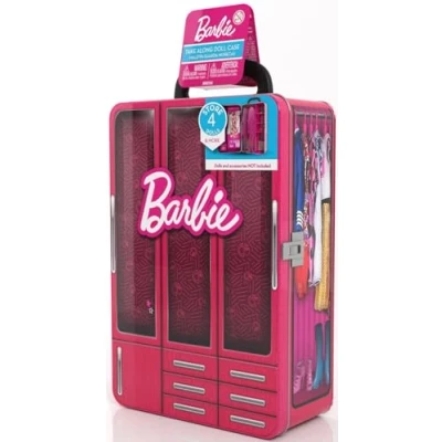 Image of Barbie Metal Dolls Toy Storage Case for Girls Store it All Compatible with other Dolls, Kids Ages 3 and Up