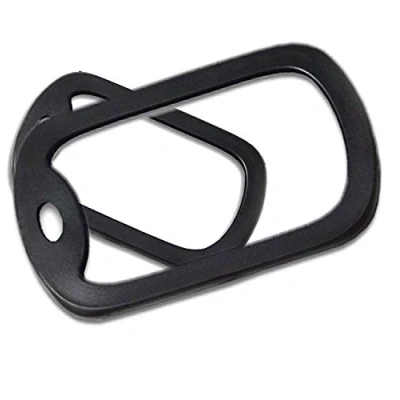 Image of CMJ™ 2 x British US Army Military Style Black Rubber Dog Tag Rectangle Silencers UK Seller