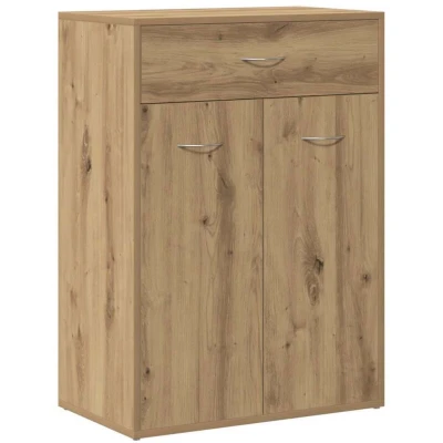 Image of vidaXL Shoe Cabinet Cupboard Oak Engineered Wood 60x35x84cm Home Storage Organizer with 4 Shelves and Doors Hallway/Living Room Entryway