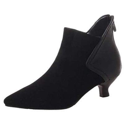 Image of Cocey Women Ankle Chelsea Boots with Kitten Heel Black