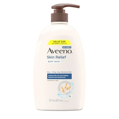 Image of Aveeno Skin Relief Fragrance Free Body Wash for Dry Skin, 33 fl. oz(975ml)