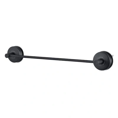Image of JOMOLA Black Suction Cup towel Rail for Bathroom 42.8CM, 17&quot; Hand Holder Bar Stainless Steel Kitchen Rack Sucker Shower No Drill Wall Mounted Single Rod