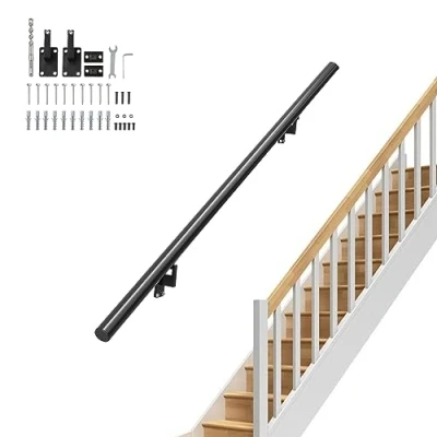 Image of VEVOR Handrail Stair Railing, 4 ft, Wall Mount Handrails for Indoor Stairs, Thickened Aluminum Alloy Hand Rail with Installation Kit, 440 LBS Load Capacity Stairway Railing Outdoor Stairs