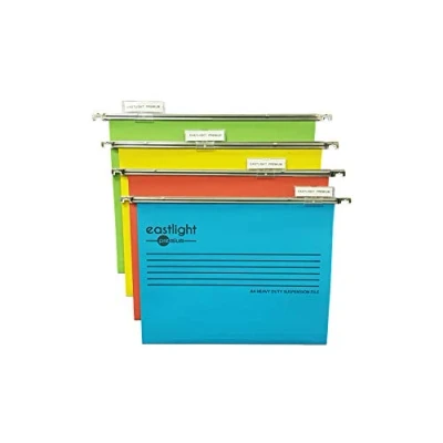 Image of Eastlight Premium Filing Cabinet A4 Suspension Files with Tabs and Inserts (Pack 10) 100% Recycled Manilla. Made in The UK, **Please Check Size Required **