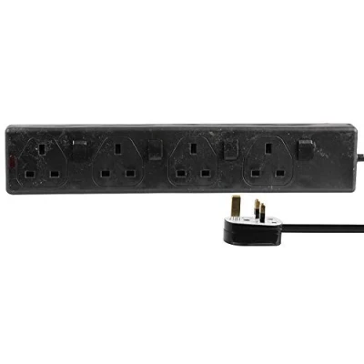 Image of PRO ELEC PEL00037 4 Gang Individually Switched Extension Lead 2m, Black