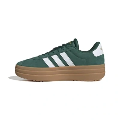 Image of adidas Women&#039;s VL Court Bold Shoes, Collegiate Green/Cloud White/Gold Metallic, 5 UK