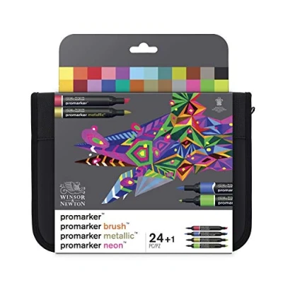 Image of Winsor &amp; Newton Mixed Marker In Wallet, Marker, Set of 24