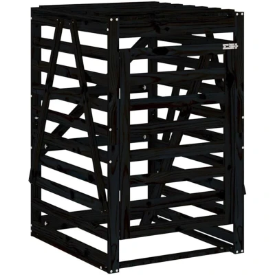 Image of vidaXL Wheelie Bin Storage Black 84x90x128.5 cm Solid Wood Pine