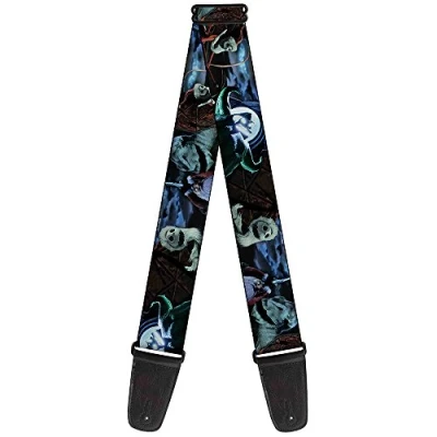 Image of Buckle Down GS WDY040 Guitar Strap Nightmare Before Christmas Jack Oogie Boogie Santa Scene 2 Inches Wide, Multicolor, 34 60&quot;
