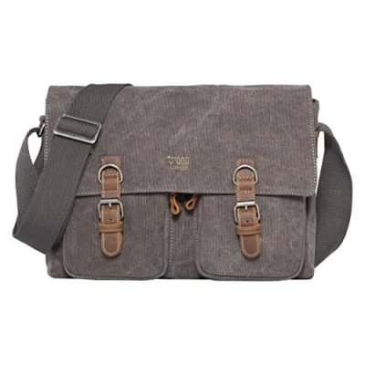 Image of Troop London TRP0210 Classic Canvas Messenger Bag (Charcoal)