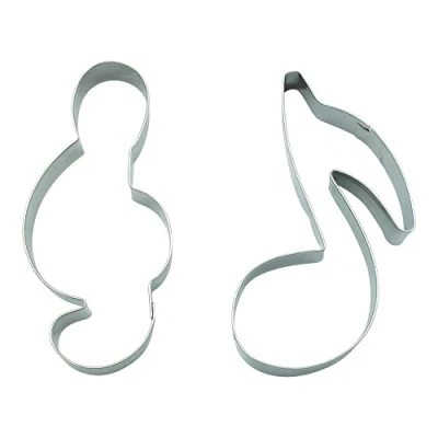 Image of BekkiB Set of 2 &quot;Music&quot; Cookie cutters Note and clef for baking Stainless steel moulds are dishwasher safe 88021375