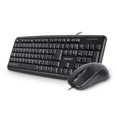 Image of LMS Data Wired USB Full size Multimedia Keyboard With Riser and Optical Mouse Desktop Combo Set For Windows, Pc / laptop, Qwerty UK Layout