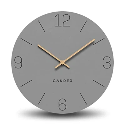Image of Cander Berlin MNU 2650 H XXL Wall Clock Silent 50 cm without Ticking Noises Analogue Living Room Modern Vintage Grey Wooden Hands Large