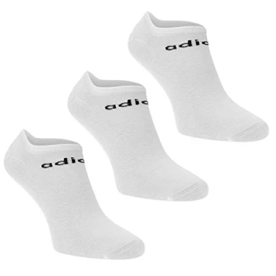 Image of adidas Kids NoShow Three Pack Socks Junior Trainer White/Black UK 2.5 5