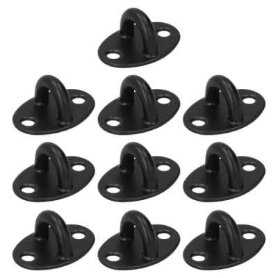 Image of Heavy Duty Pad Eye Plate Staple Ring Hook, U Hooks Wall Ceiling Hammock Hanger for Hanging Swings Chairs Hammocks Black